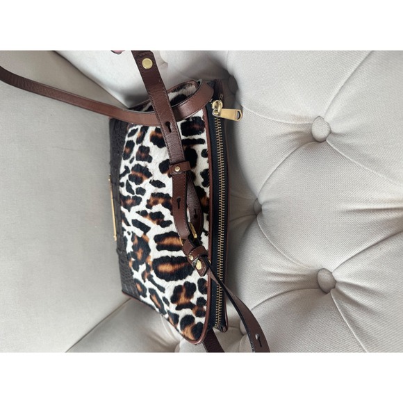 Brahmin Leopard Print Fur Crocodile Embossed Leather Crossbody Bag - Picture 7 of 10